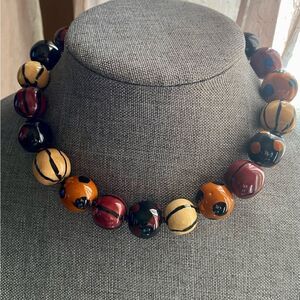 Handcrafted Painted Bead Necklace